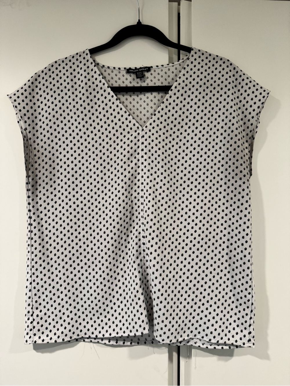 White Polka Dot V-Neck Blouse